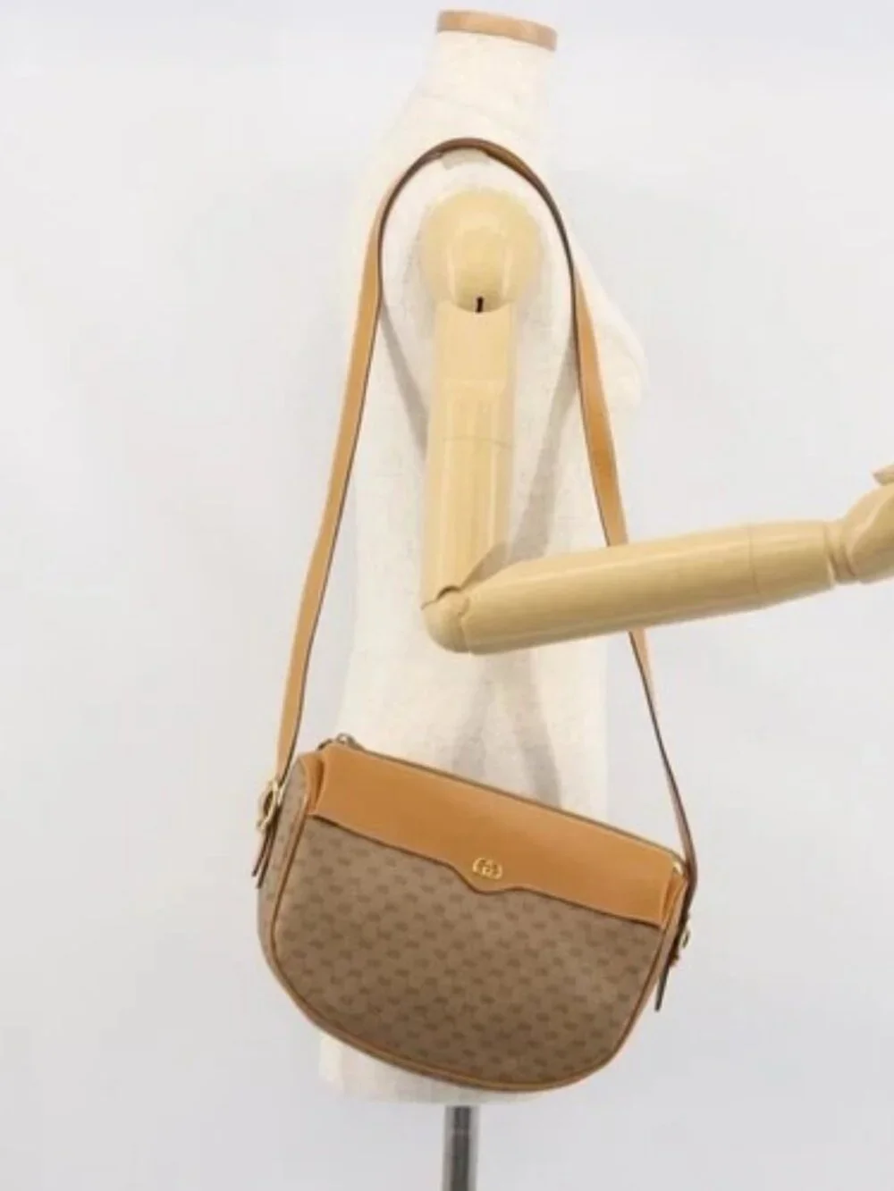 GUCCI Micro GG Supreme Web Sherry Line Bag PVC Beige 001 084 4001 Auth BA9954 - Picture 13 of 15